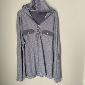 INC Men’s Hoodie Tshirt Half button Long Sleeve Striped XL